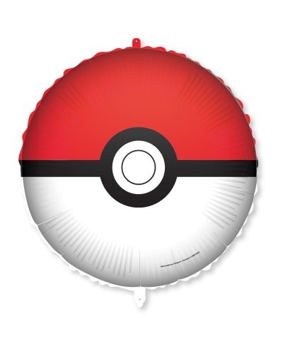 BALLON METALLIQUE ROND 46 CM POKEMON POKEBALL ROUGE BLANC ET NOIR