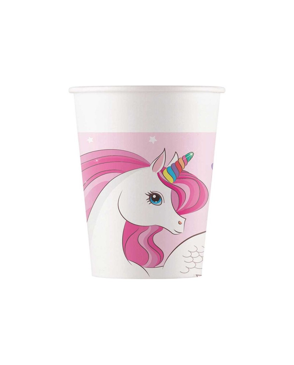 8 GOBELETS LICORNE ARC EN CIEL ROSE ET VIOLET 200 ML 