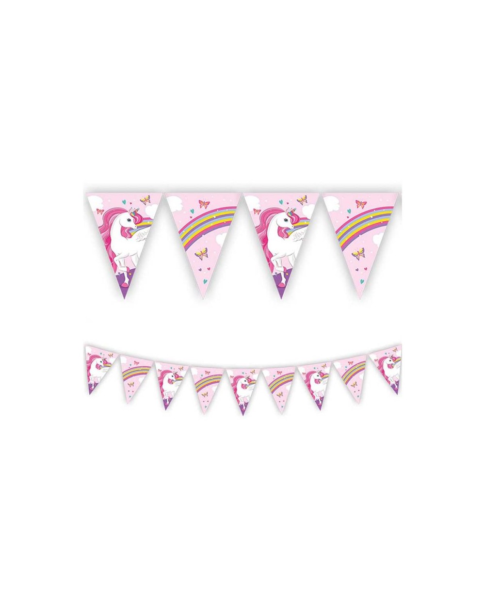 GUIRLANDE PAVILLONS LICORNE ARC EN CIEL ROSE ET VIOLET 2.3 METRES