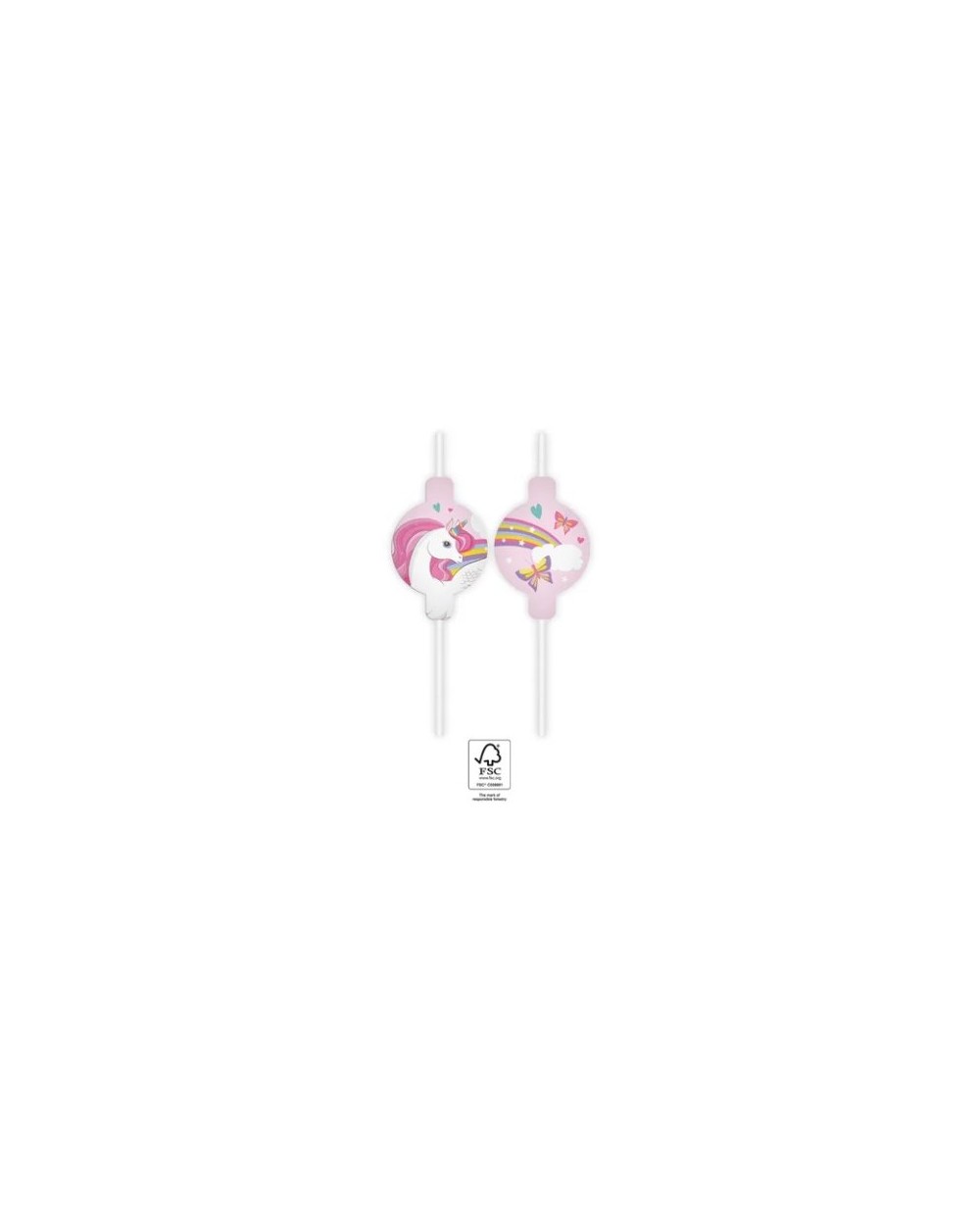 4 PAILLES AVEC MEDAILLON LICORNE ARC EN CIEL ROSE ET VIOLET