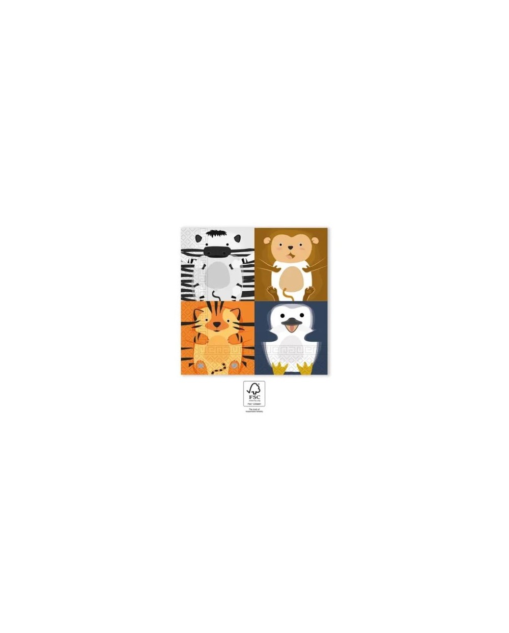 20 SERVIETTES ANIMAUX DE LA JUNGLE ZOO PARTY 33 X 33 CM 
