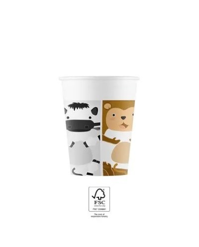 8 GOBELETS ANIMAUX DE LA JUNGLE ZOO PARTY 200ML