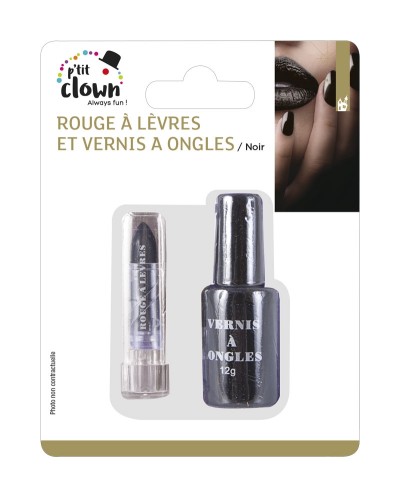 VERNIS A ONGLES ET ROUGE A LEVRES NOIR 