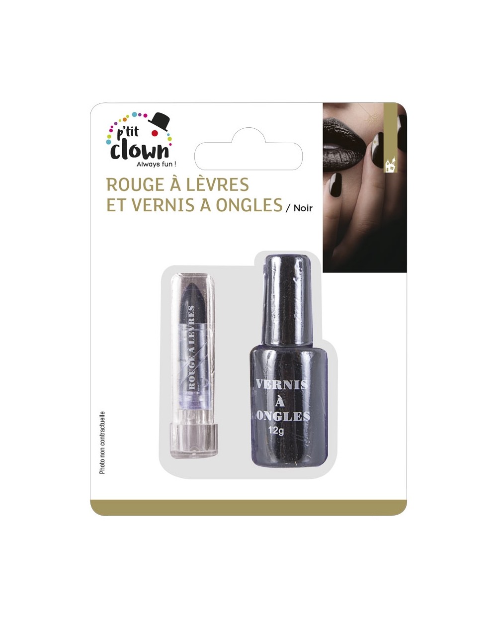 VERNIS A ONGLES ET ROUGE A LEVRES NOIR 