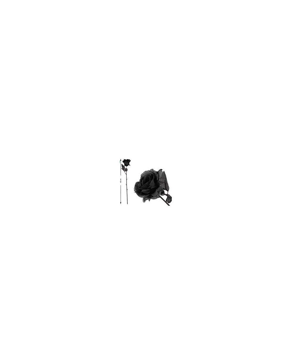 ROSE SUR TIGE EN TISSU NOIR 45 CM 