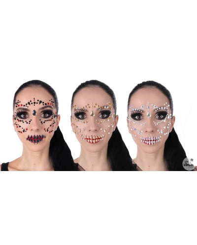 STRASS DE VISAGE AUTOCOLLANT 3 MODELES ALEATOIRES POUR HALLOWEEN