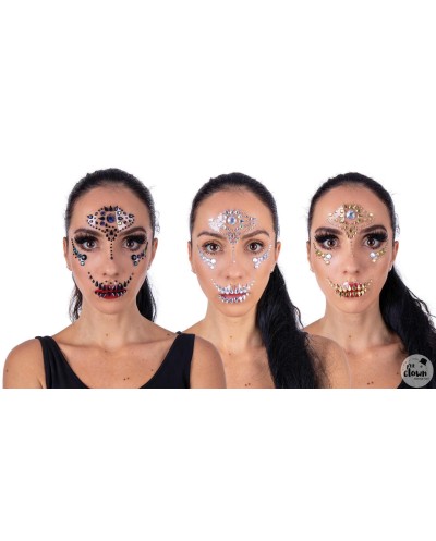 STRASS DE VISAGE AUTOCOLLANT 3 MODELES ALEATOIRES POUR HALLOWEEN