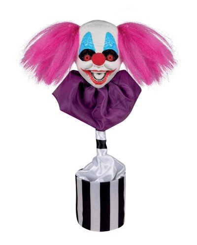 TETE DE CLOWN MDR ROSE ANIMATRONIC ANIME SONORE LUMINEUX 45 CM
