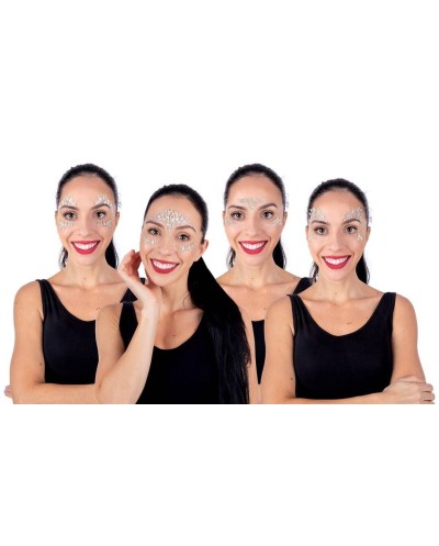 STRASS DE VISAGE AUTOCOLLANT 4 MODELES ALEATOIRES PHOSPHORESCENT