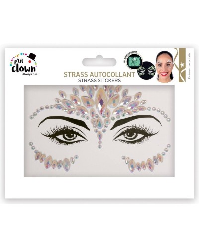 STRASS DE VISAGE AUTOCOLLANT 4 MODELES ALEATOIRES PHOSPHORESCENT