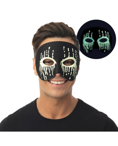 MASQUE LOUP NOIR EFFET TACHES DE SANG BLANC PHOSPHORESCENT