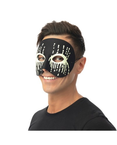 MASQUE LOUP NOIR EFFET TACHES DE SANG BLANC PHOSPHORESCENT