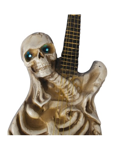 DECORATION HALLOWEEN GUITARE ELECTRIQUE DEMI SQUELETTE SONORE ET LUMINEUX 55 CM
