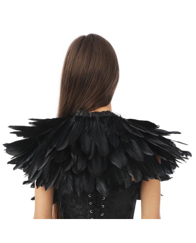 CAPE COL GOTHIQUE EN PLUMES NOIRES