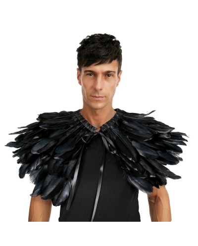 CAPE COL GOTHIQUE EN PLUMES NOIRES