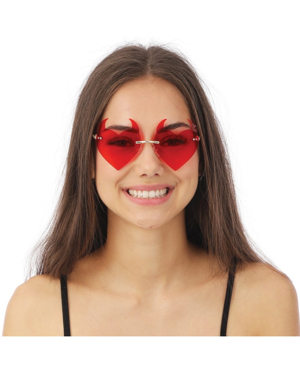 LUNETTES DE DIABLE ROUGE COEUR AVEC CORNES SANS MONTURE