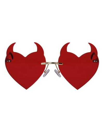 LUNETTES DE DIABLE ROUGE COEUR AVEC CORNES SANS MONTURE