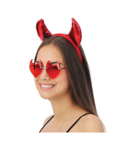 LUNETTES DE DIABLE ROUGE COEUR AVEC CORNES SANS MONTURE