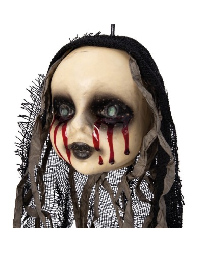 TETE DE POUPEE A SUSPENDRE DECORATION HALLOWEEN 35 CM