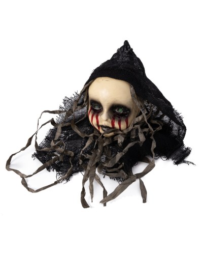 TETE DE POUPEE A SUSPENDRE DECORATION HALLOWEEN 35 CM