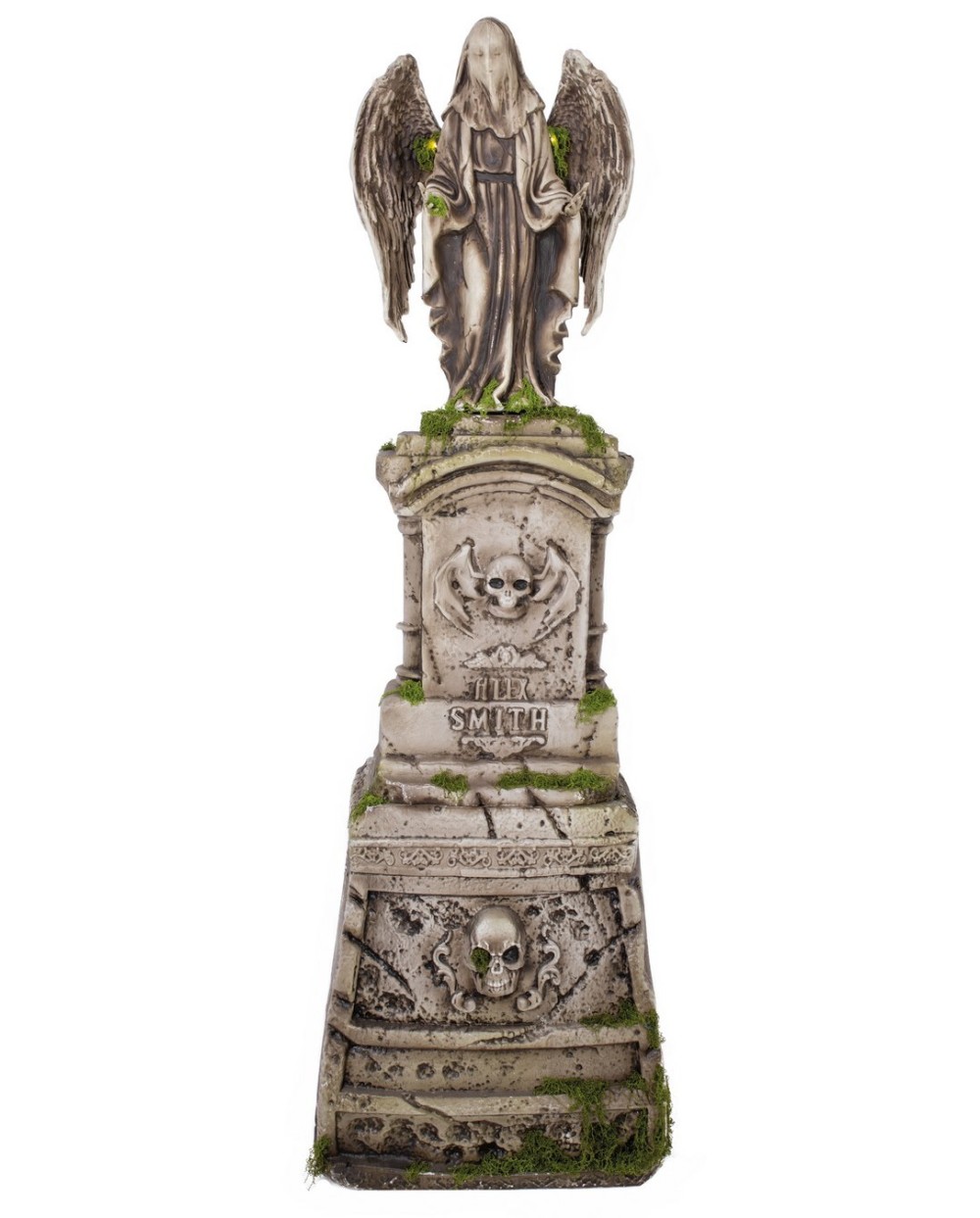 PIERRE TOMBALE STATUE ANGE AVEC MOUSSE ET LUMIERE DECORATION HALLOWEEN 170 CM