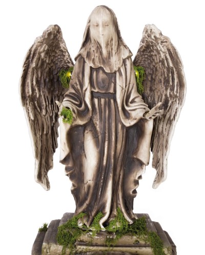 PIERRE TOMBALE STATUE ANGE AVEC MOUSSE ET LUMIERE DECORATION HALLOWEEN 170 CM