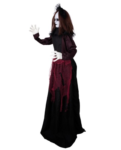 AUTOMATE DOUBLE TETE POUPEE ANIMEES SONORE LUMINEUX DECORATION HALLOWEEN 180 CM