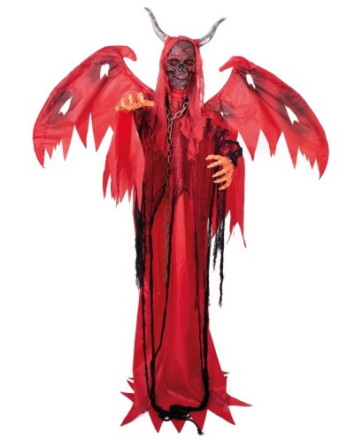 AUTOMATE DIABLE SUR PIED ANIME SONORE LUMINEUX DECORATION HALLOWEEN 180 CM