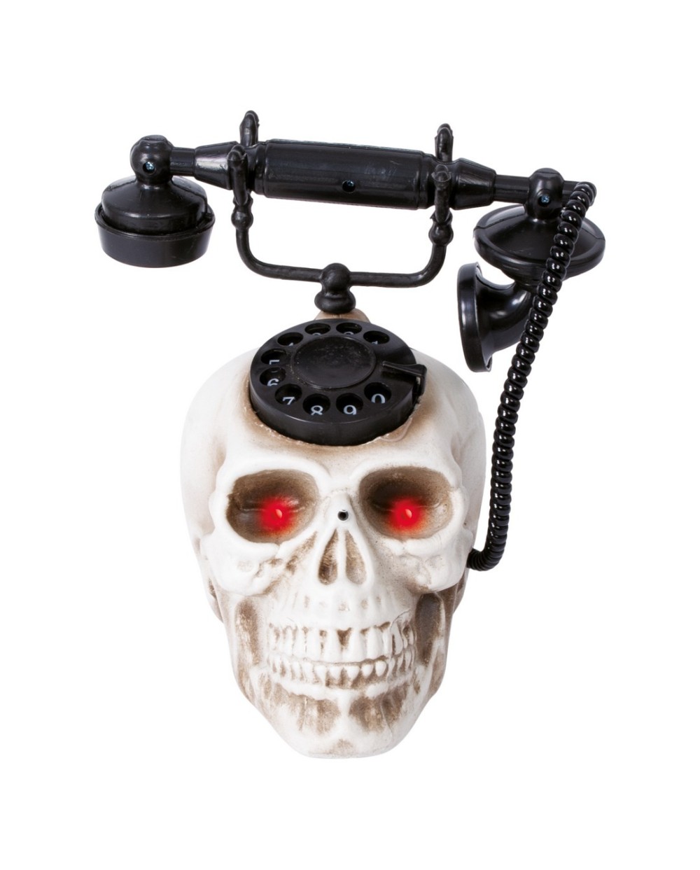 TELEPHONE TETE DE MORT SONORE ET LUMINEUX 22 X 25 CM DECORATION HALLOWEENAC
