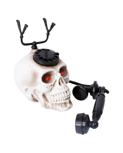 TELEPHONE TETE DE MORT SONORE ET LUMINEUX 22 X 25 CM DECORATION HALLOWEENAC