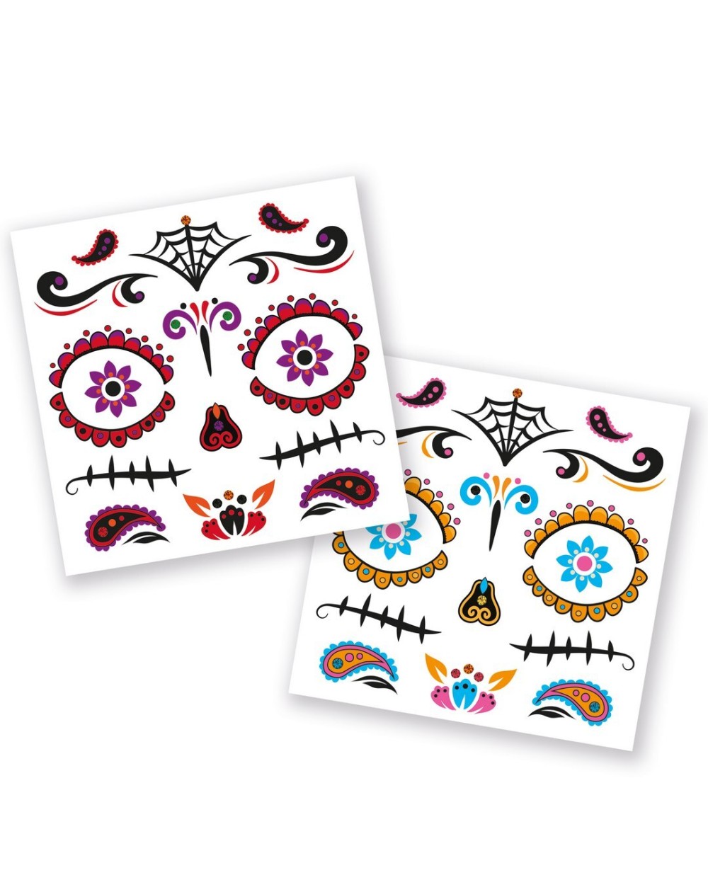 BIJOUX OU STICKER DE VISAGE DAY OF THE DEAD AVEC PAILLETTES ET STRASS 