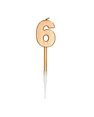 BOUGIE CHIFFRE 6 OR