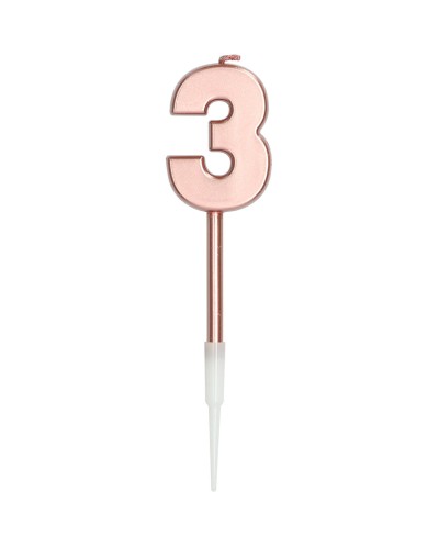 BOUGIE CHIFFRE 3 ROSE GOLD 