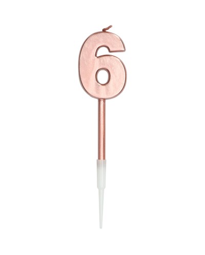 BOUGIE CHIFFRE 6 ROSE GOLD 