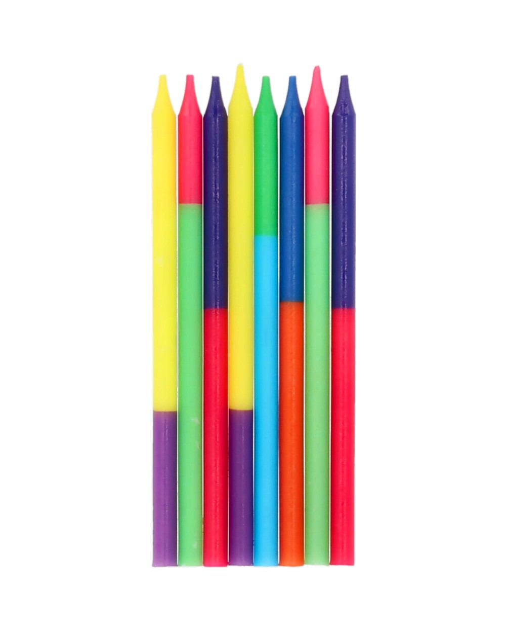 24 BOUGIES MELANGE MULTICOLORE 10 CM