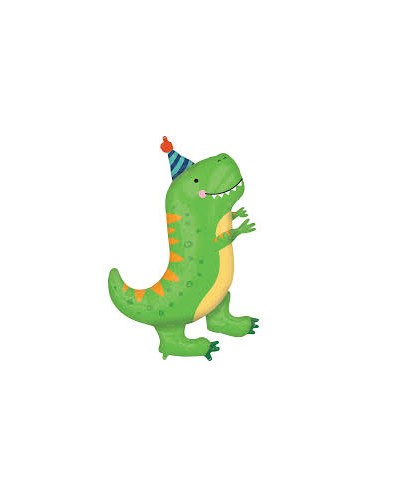 BALLON METALLIQUE DINOSAURE RIGOLO VERT AVEC CHAPEAU 66 X 86 CM 