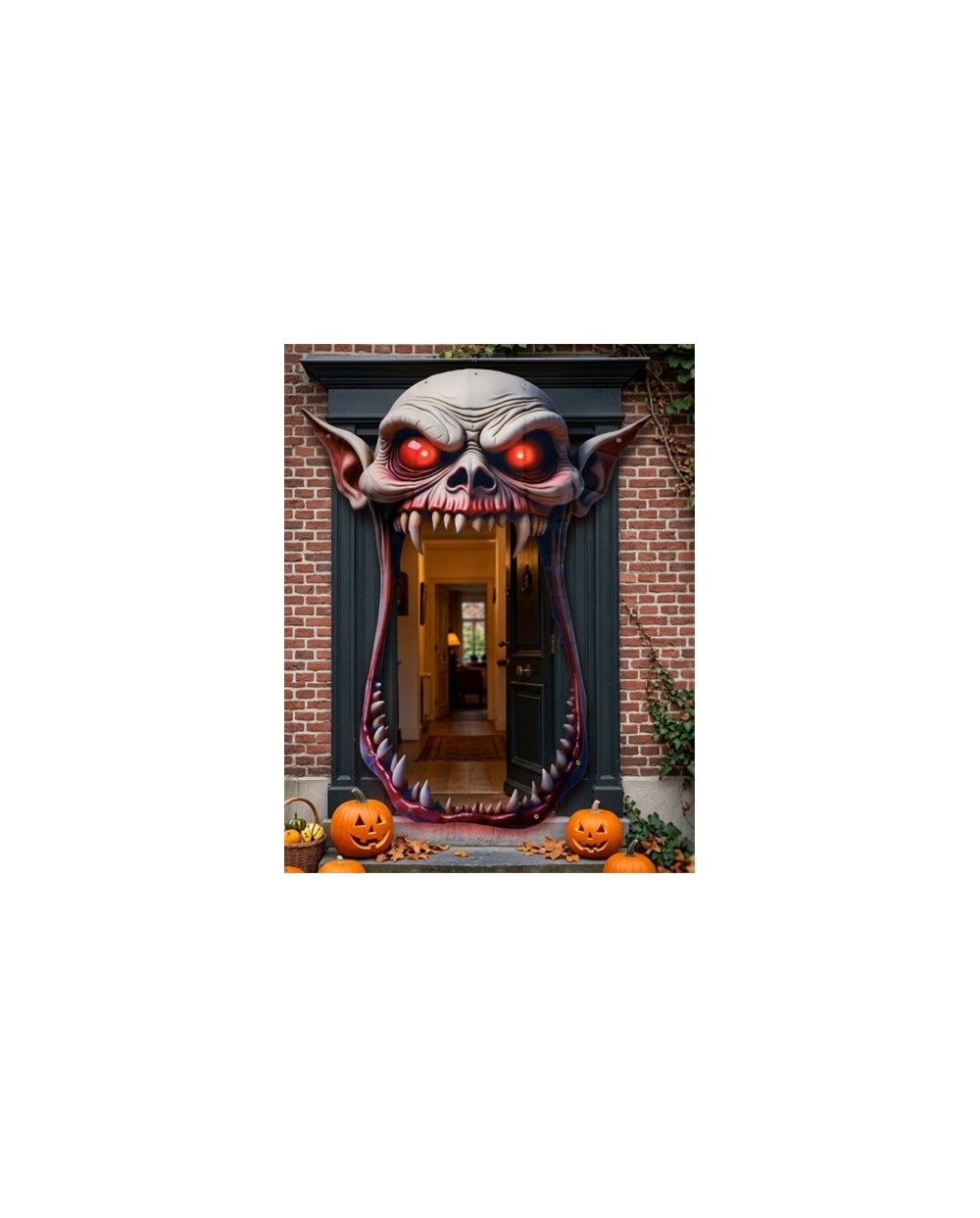 DECORATION RIDEAU DE PORTE HALLOWEEN BOUCHE DE MONSTRE YEUX ROUGES 140 X 198 CM