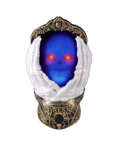 SONNETTE  DE PORTE HALLOWEEN TETE DE MORT LUMIERE ET SON