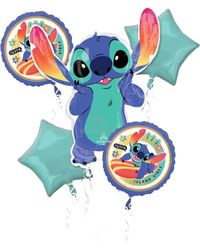 BOUQUET DE 5 BALLONS METALLIQUES STITCH