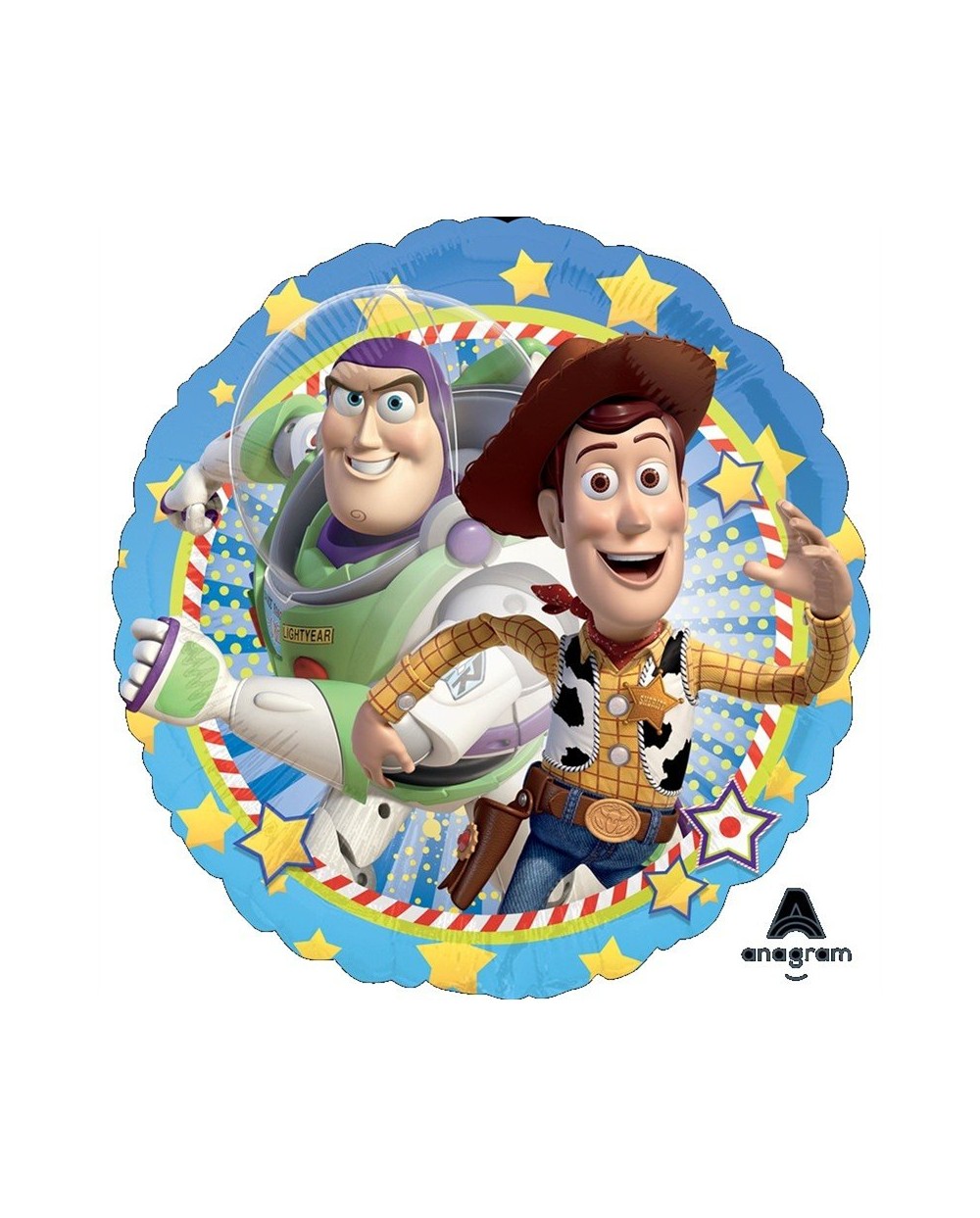 BALLON METALLIQUE ROND DISNEY TOY STORY WOODY ET BUZZ L'ECLAIR 43 CM