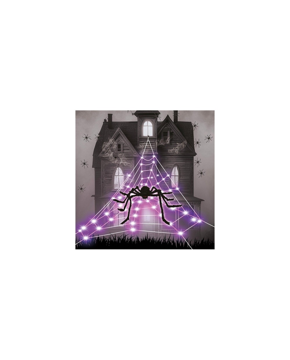 DECORATION HALLOWEEN TOILE D'ARAIGNEE LED VIOLET 1.25 X 5 METRES + ARAIGNEE 