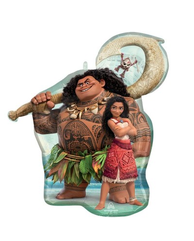 BALLON METALLIQUE PERSONNAGES VAIANA 2 MOANA ET MAUI 58 X 66 CM
