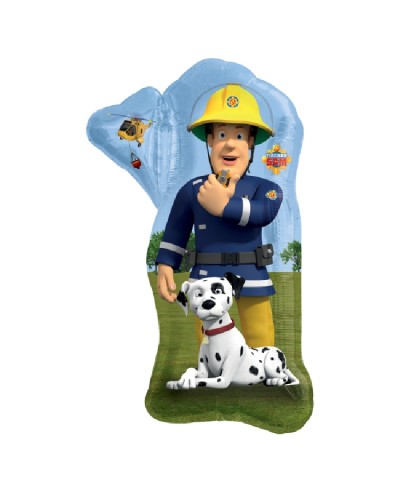 BALLON METALLIQUE  SAM LE POMPIER  AVEC CHIEN DALMATIEN 55 X 83 CM