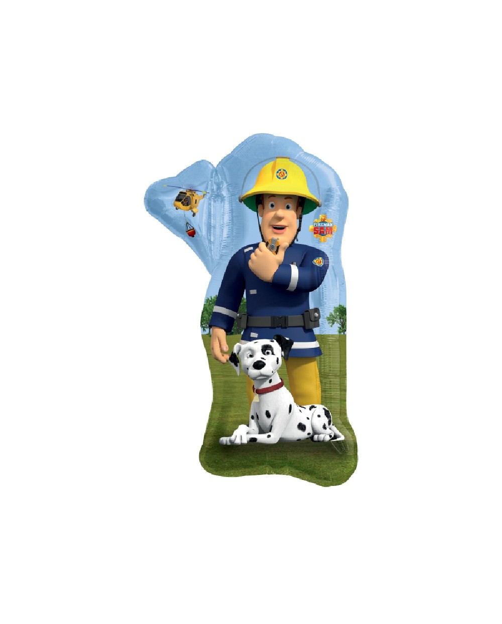 BALLON METALLIQUE  SAM LE POMPIER  AVEC CHIEN DALMATIEN 55 X 83 CM