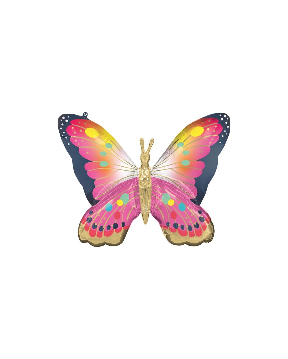 BALLON METALLIQUE PAPILLON ROSE NOIR ET OR 76 X 68 CM 