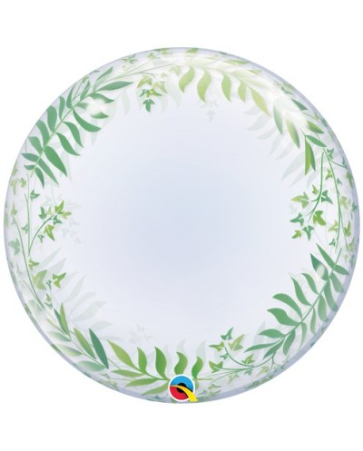 BALLON BUBBLE DECO ELEGANTE VERDURE PALMES VERTES 61 CM