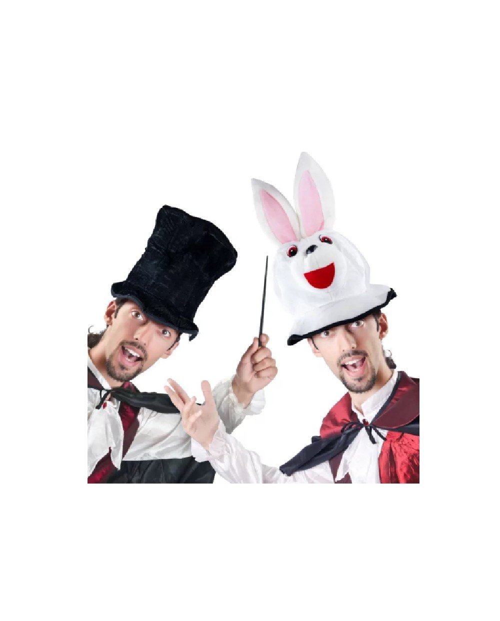 CHAPEAU DE MAGICIEN REVERSIBLE HAUT DE FORME NOIR ET LAPIN BLANC