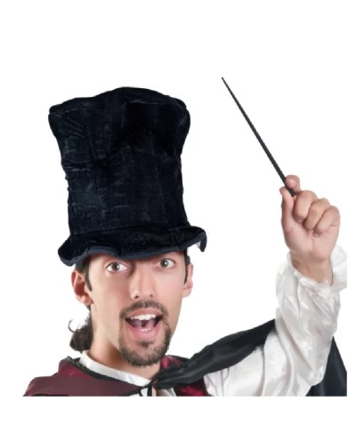 CHAPEAU DE MAGICIEN REVERSIBLE HAUT DE FORME NOIR ET LAPIN BLANC