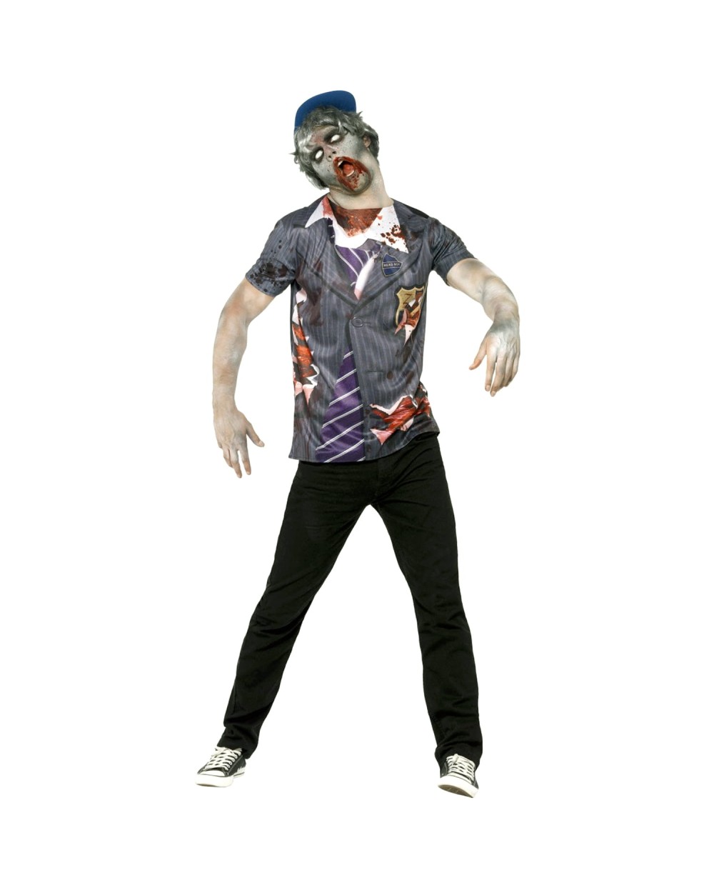 DEGUISEMENT ZOMBIE ECOLIER T-SHIRT PHOTOREALISTE TAILLE L