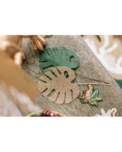 4 JOLIES FEUILLES TROPICALES 5.8 X 7 CM 